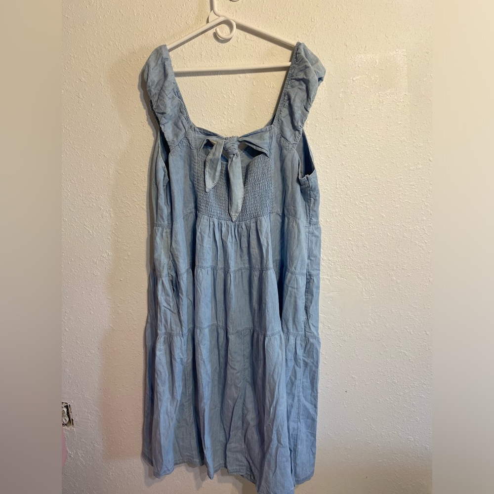 Plus size denim dress with straps